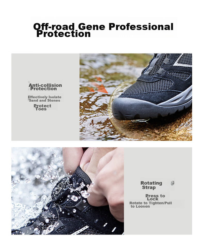 JEEP Men's Outdoor Breathable Hiking Shoes, Quick-Drying Amphibious Water Shoes, Non-Slip Wear-Resistant Mountaineering Boots for Me 16