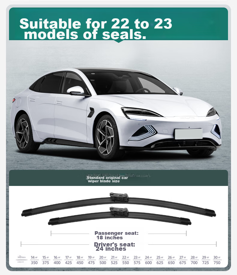 Xufengcheshi BYD Seal EV Windshield Wipers for 2022-2025 Models, Specialized Boneless Wiper Blades, Original Factory Equipment, One Pair 3