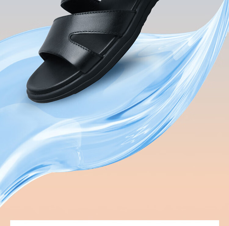 Goldlion Sandals for Men, Breathable Beach Shoes, Casual Outdoor Leather Shoes, 542810036AQF-Black Size 41 2