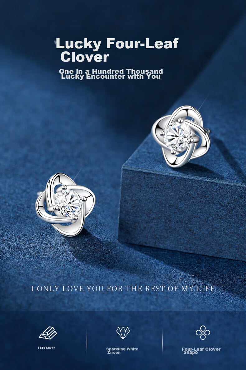 GLTEN Four-Leaf Clover Hetian Jade Pure Silver Stud Earrings for Women, 2026 New Birthday Mother's Day Gift, Practical Present for Mom And Elders 1