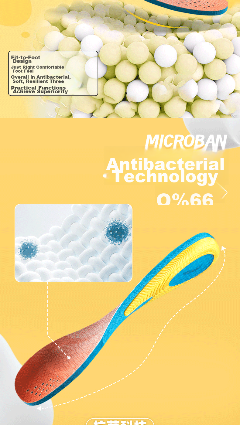 ANTA Sports Insoles for Men, Shock-Absorbing, High-Elasticity, Breathable, Sweat-Wicking, Non-Slip, Youth Cushioning Foot Protection Insoles for Wome 4