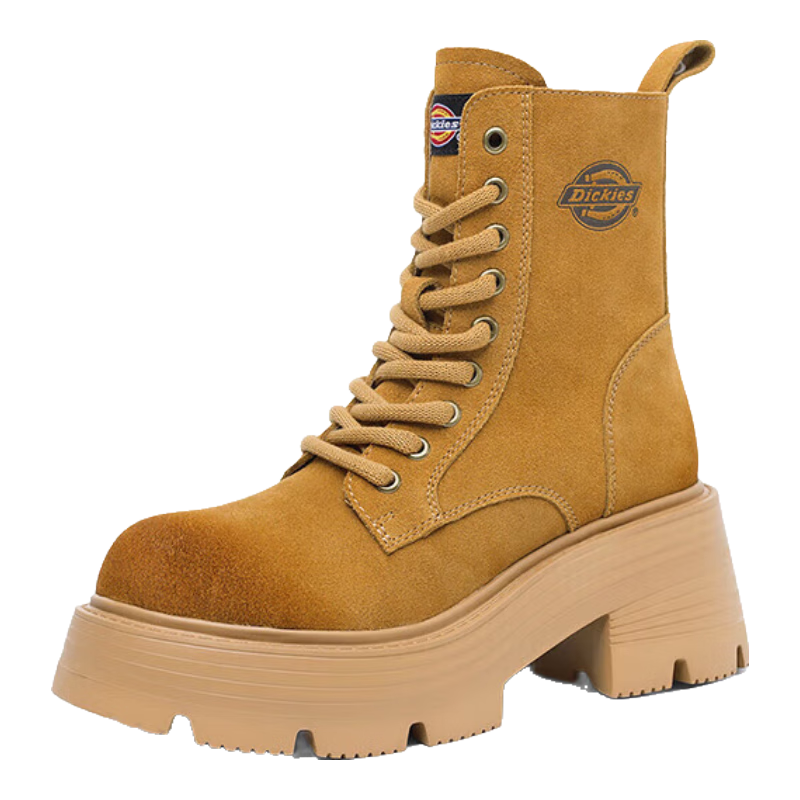 Dickies Women's Martin Boots, Fashionable Versatile High-Top Women's Boots, British Style Casual Boots, Work Boots, Khaki, Size 37