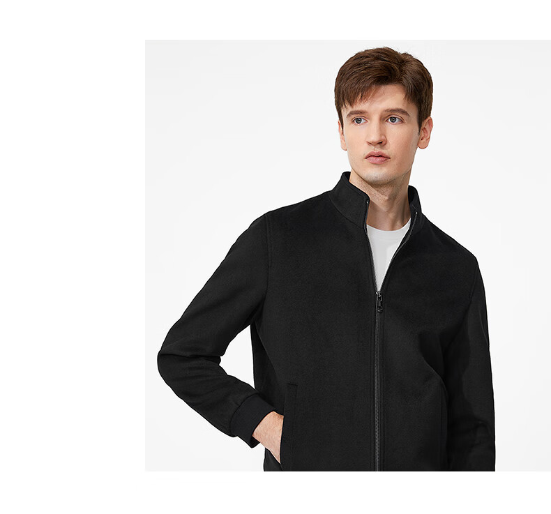 Goldlion [Warm Merino Wool] Stand-Collar Jacket, 2026 Autumn Men's High-End Lightweight Coat, Black, Size M 7