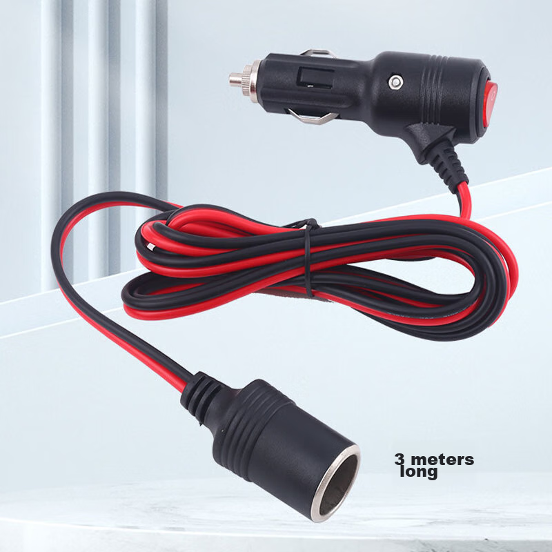 Meiyazhixing 3-Meter Cigarette Lighter Extension Cord, Car Refrigerator Air Pump, Car Washing Machine, Thickened And Extended Cigarette Lighter Connector Cable, 1.5 Square Mm Thick Wire, High-Power Super Fast Charging