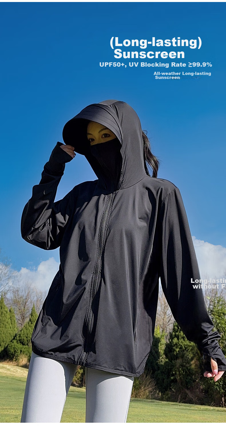 Langsha Sun Protection Clothing for Women, Summer Cool Ice Silk UV Protection Jacket, Breathable Quick-Dry Sports Outerwear 2
