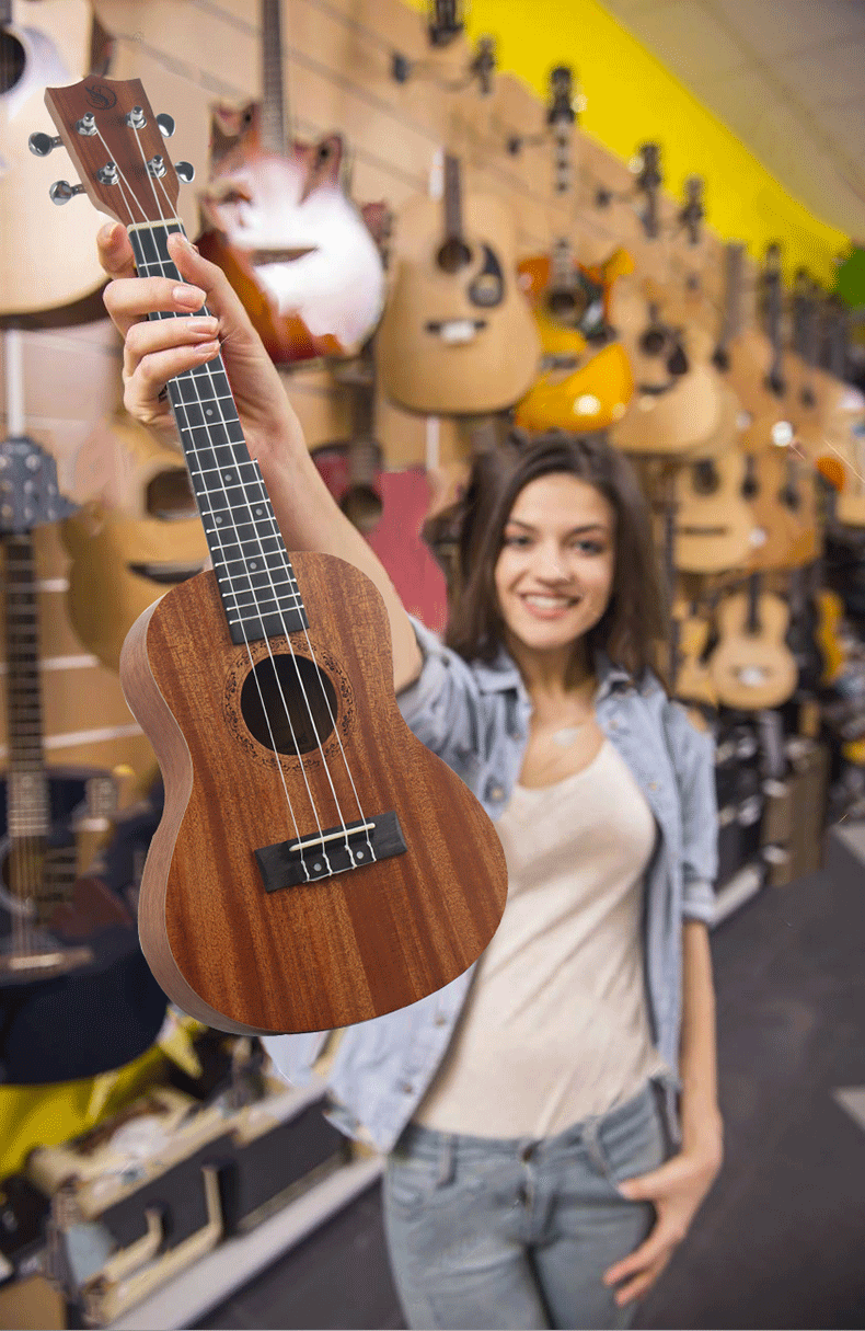 Asasi Ukulele School Children's Beginner Guitar for Primary, Middle And High School Boys And Girls, Entry-Level 23-Inch Single Board 4-String Small Guitar 6