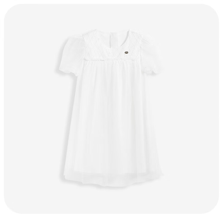 QQ DUCK Girls' Dress, Children's Summer Puff Sleeve Princess Tulle Skirt, Sweet Performance Gown for Teenagers, Purple 27