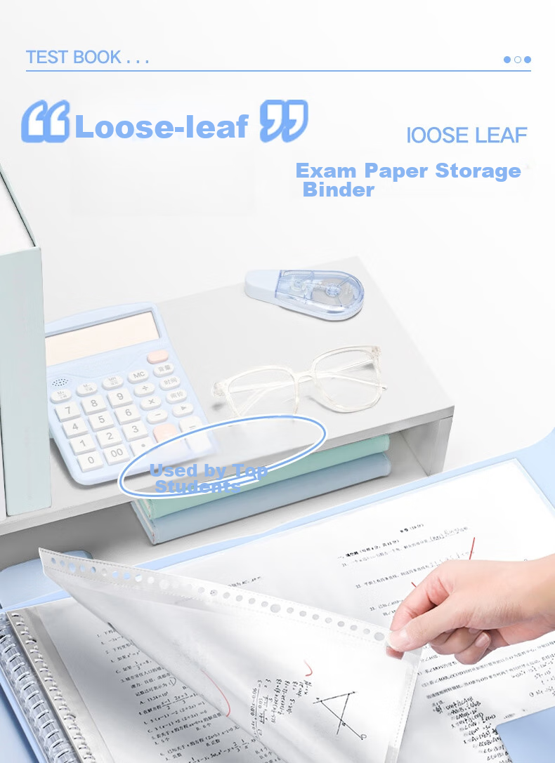 SUNWOOD 20 Pages 40 Sheets A3 Large Capacity Loose-Leaf Paper Storage Folder Student Exam Papers Transparent Insert File Folder 3957 Gree 1