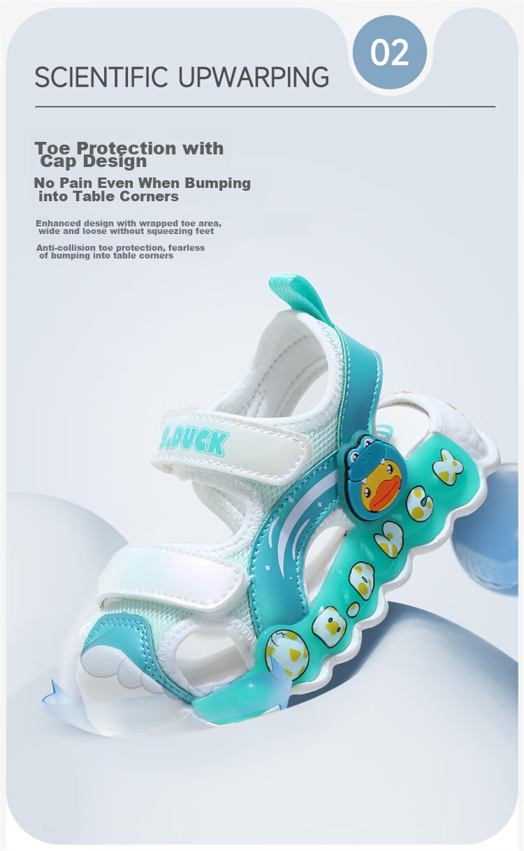 B.Duck Children's Sandals, Cartoon Fashionable Shoes for Boys And Girls, Summer Closed-Toe Beach Shoes, 5006 White-Pink, Size 30 6
