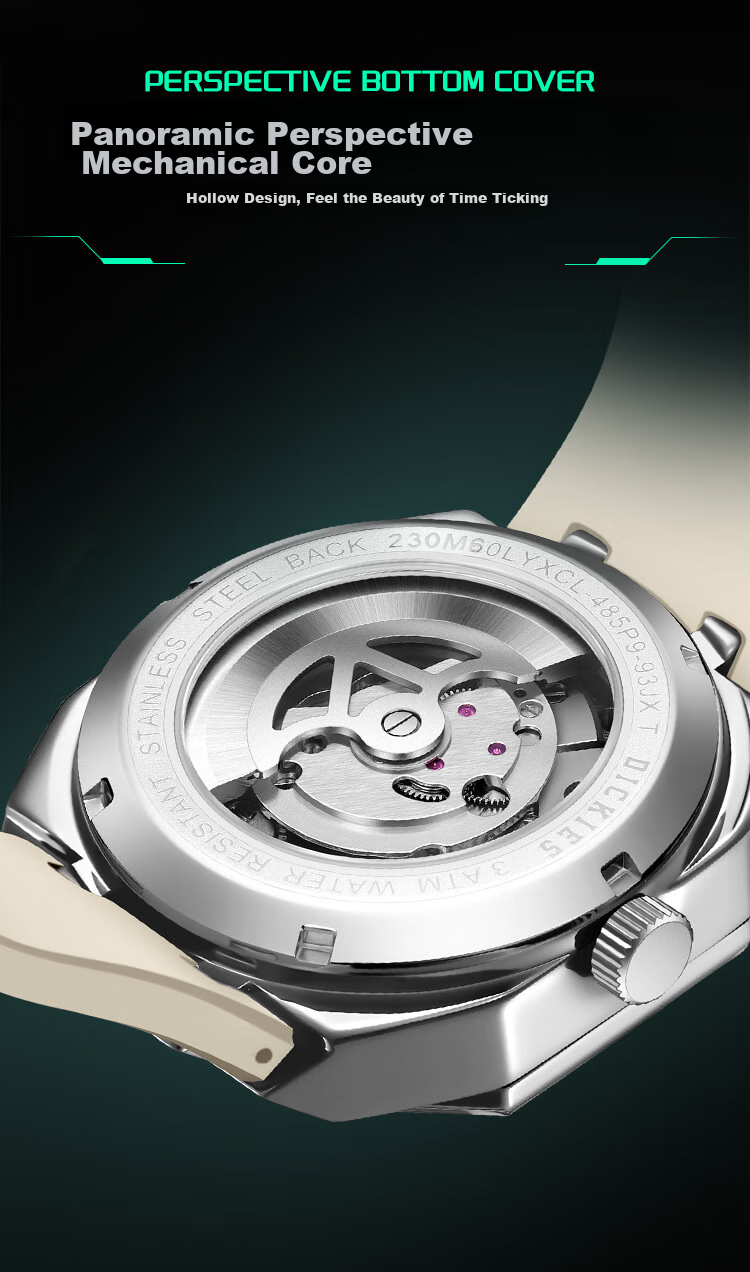 Dickies Mechanical Watch, Student Men's Fully Automatic Skeleton Luminous Watch, Mechanical Gift for Boyfriend, Valentine's Day Present, CL-485 7