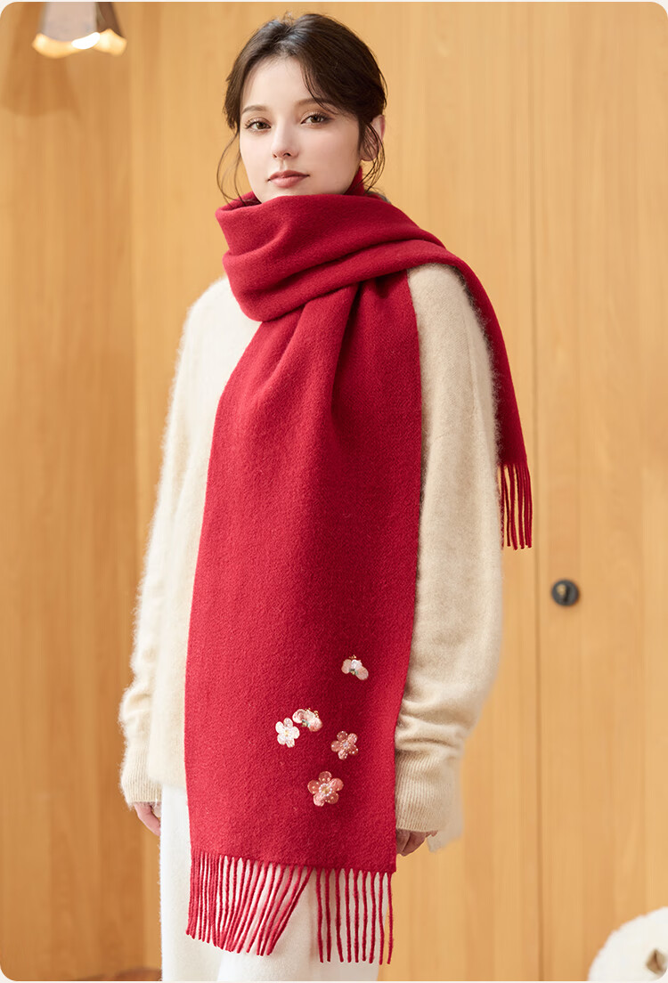 JIUMU Pure Wool Scarf for Women, Autumn And Winter Neck Warmer, Warm Shawl, Gift for Women And Mothers, Mid-Autumn Festival Birthday Gift Box Set 23