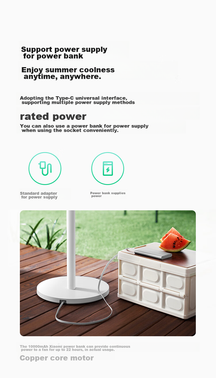 Mijia Xiaomi Electric Fan Floor Fan for Home Use, DC Inverter Natural Wind Wide-Angle Quiet Energy-Saving Fan 1X Upgraded Version, Power Bank Charging 5