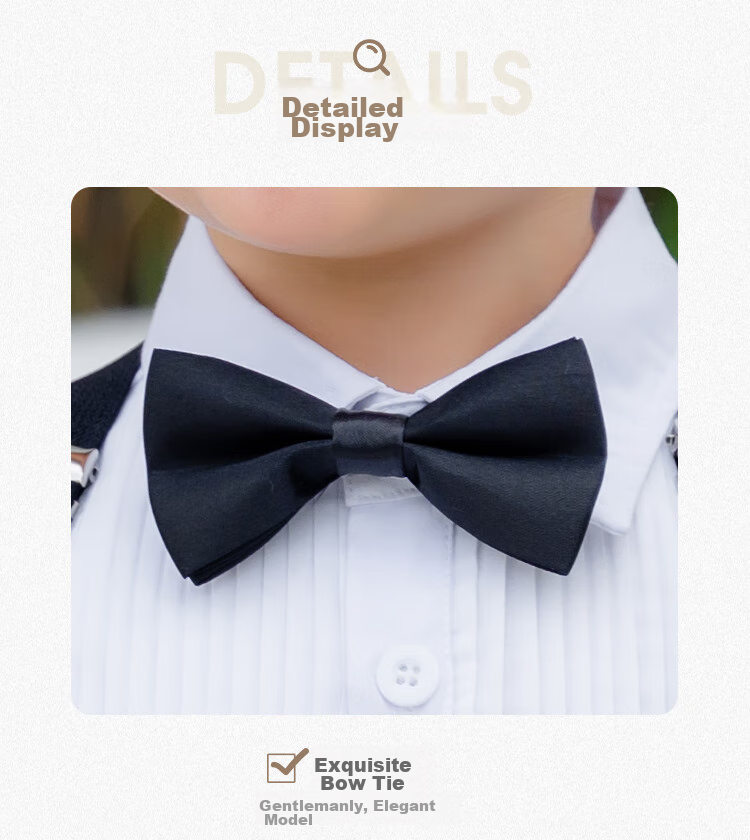 LUOBOBEIBEI Children's Suspender Pants Set Summer Style, Boys' Formal Wear for Hosts And Choruses, New Year's Outfit, Black Four-Piece Set, Size 120 6