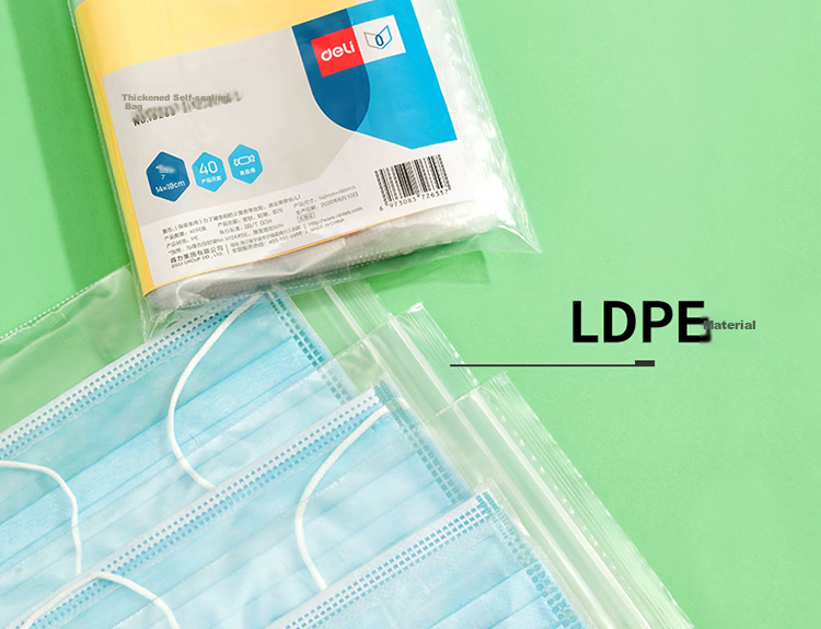 Deli Food Self-Sealing Bags Size 7 14*19cm Mask-Sized Waterproof Storage 40 Pieces (With Labels) 19253 16