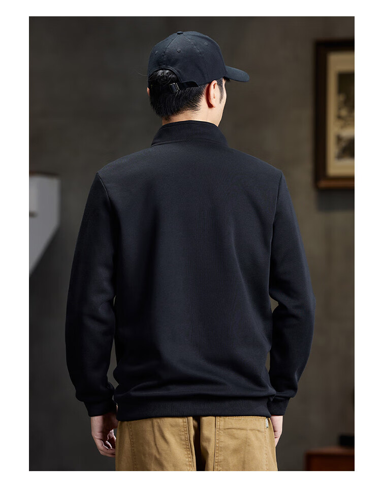 JEEP High-End Stand-Collar Sweatshirt for Men, Spring And Autumn 2026, Loose-Fitting Sports Polo Shirt with Collar, Long-Sleeve T-Shirt Top for Me 18
