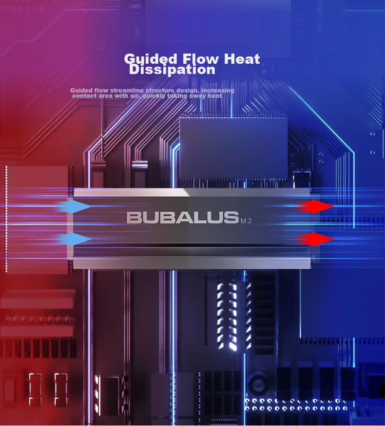 BUBALUS M20 M.2 2280 SSD Heatsink, Aluminum Alloy Heat Spreader, High-Efficiency Heat Dissipation with Airflow Desig 3