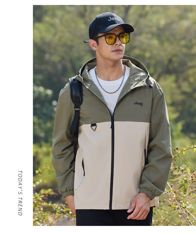 JEEP Outdoor Mountain Series Spring And Autumn 2026 Men's Sports Jacket, Loose-Fitting Hooded Cardigan Coat for Me 9