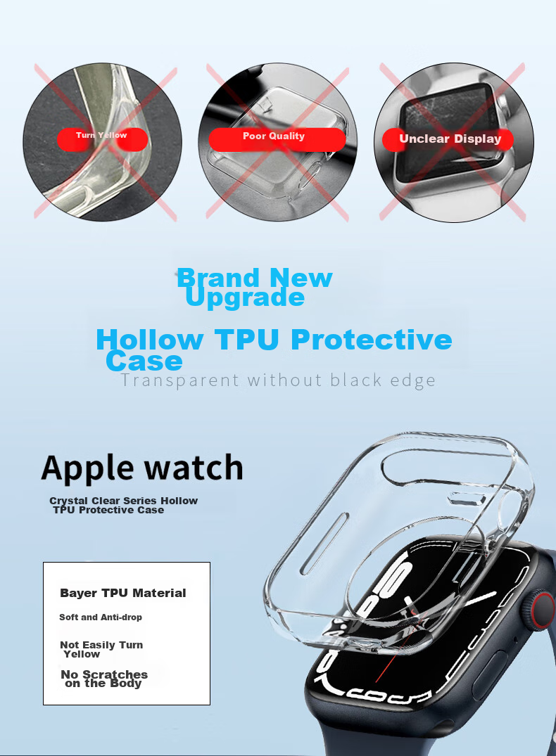 Binghong Compatible with Apple Watch SE 3 Case, Apple Watch SE 2 1 IWatch S6 S5 S4 Case, Hollow TPU-40mm Transparent Color 3