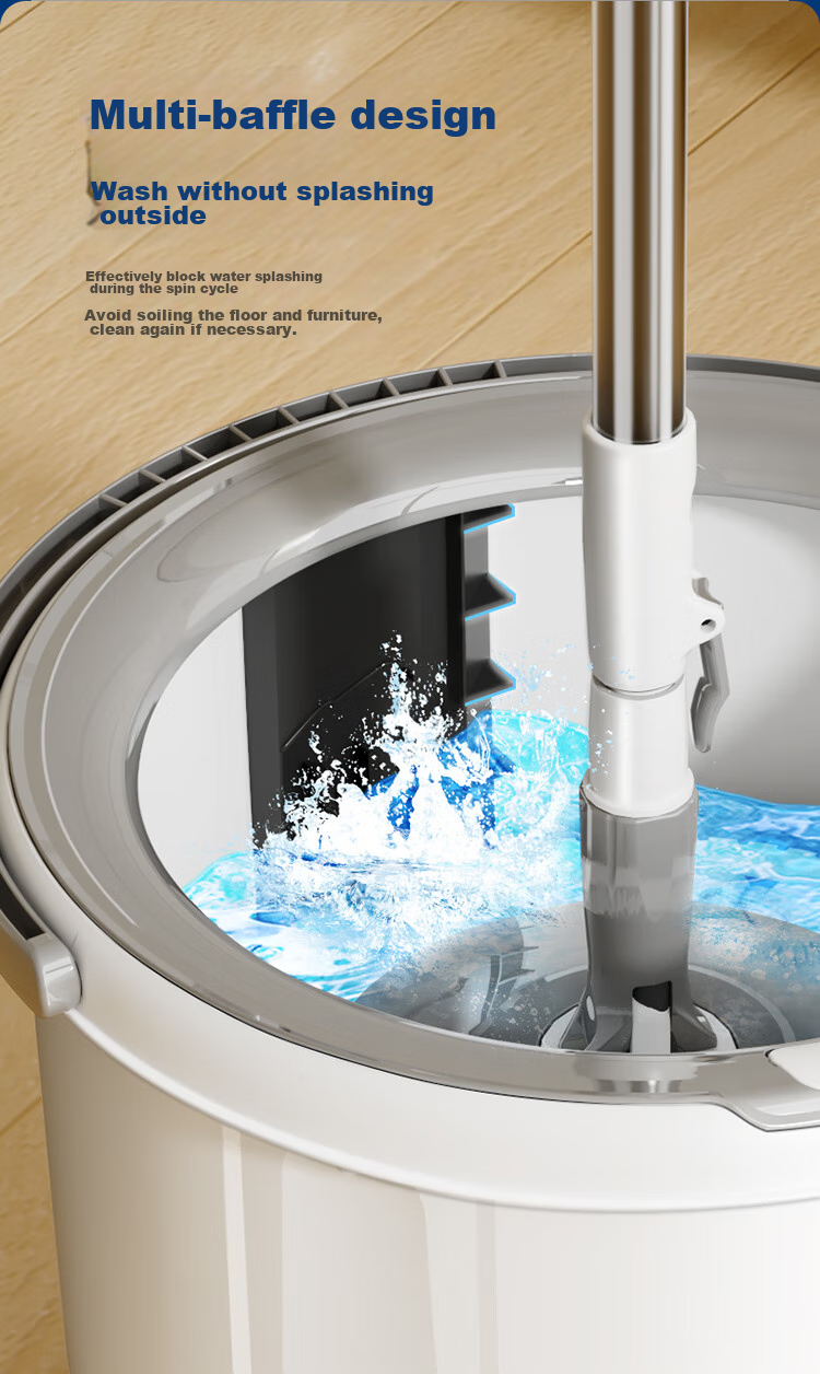 BAOJIAJIE [Yang Mi's Choice] Rotating Mop, 2 Cloths Included, Single Bucket with Dual Drives, No-Hand Wet And Dry Use 10