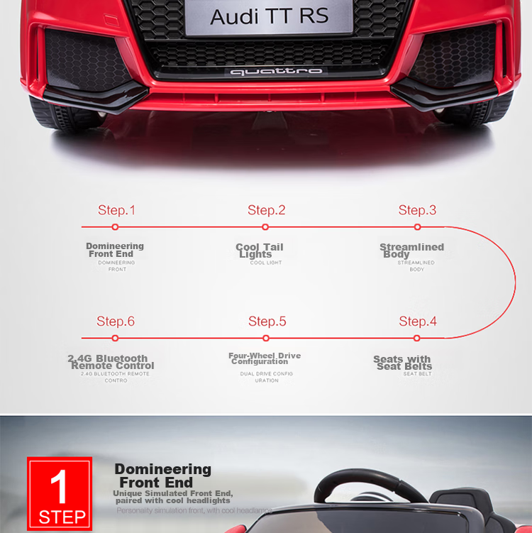 BeRica Electric Ride-On Car for Children, Audi Authorized Remote Control Toy Car for Boys And Girls, Rideable Vehicle, Baby Gift 12