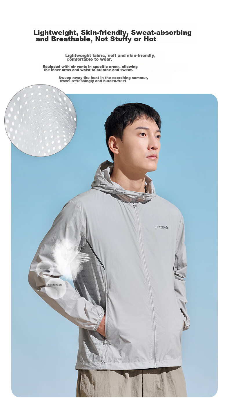 TOREAD Sun Protection Jacket for Men, Outdoor Water-Repellent UV-Resistant Skin Coat, Lightweight Breathable Sun Protection Clothing TAZZCM81305 39