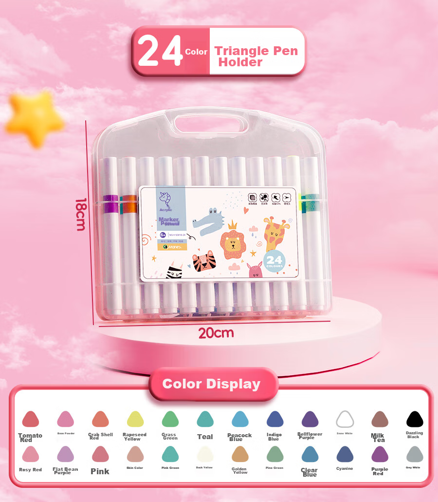Marie's 80-Color Acrylic Markers, Waterproof, Non-Bleeding, Stackable, Guka Watercolor Pens, Washable, for Elementary School Students, Children's Doodling, Colored Pens, Art Sketching Watercolor Pens 11