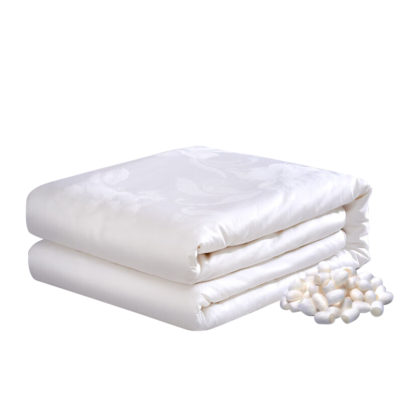 FUANNA Silk Comforter, 100% Double Mulberry Silk, Spring And Autumn Duvet, All-Season Quilt, Double-Size Air Conditioning Quilt, 4.4 Jin (2.2 Kg), 203*229cm