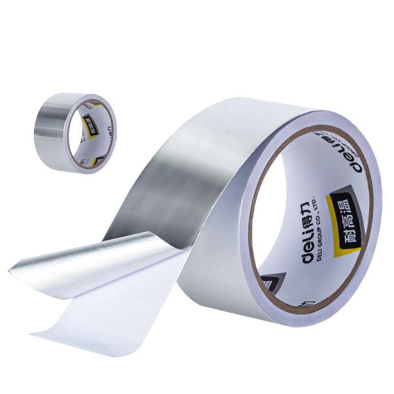 Deli Aluminum Foil Tape, Thickened Heat-Resistant Anti-Aging, Pipe Insulation Sealing, Kitchen Stove Waterproof And Oil-Proof, 48mm*10m, Silver, 1 Roll, 30510
