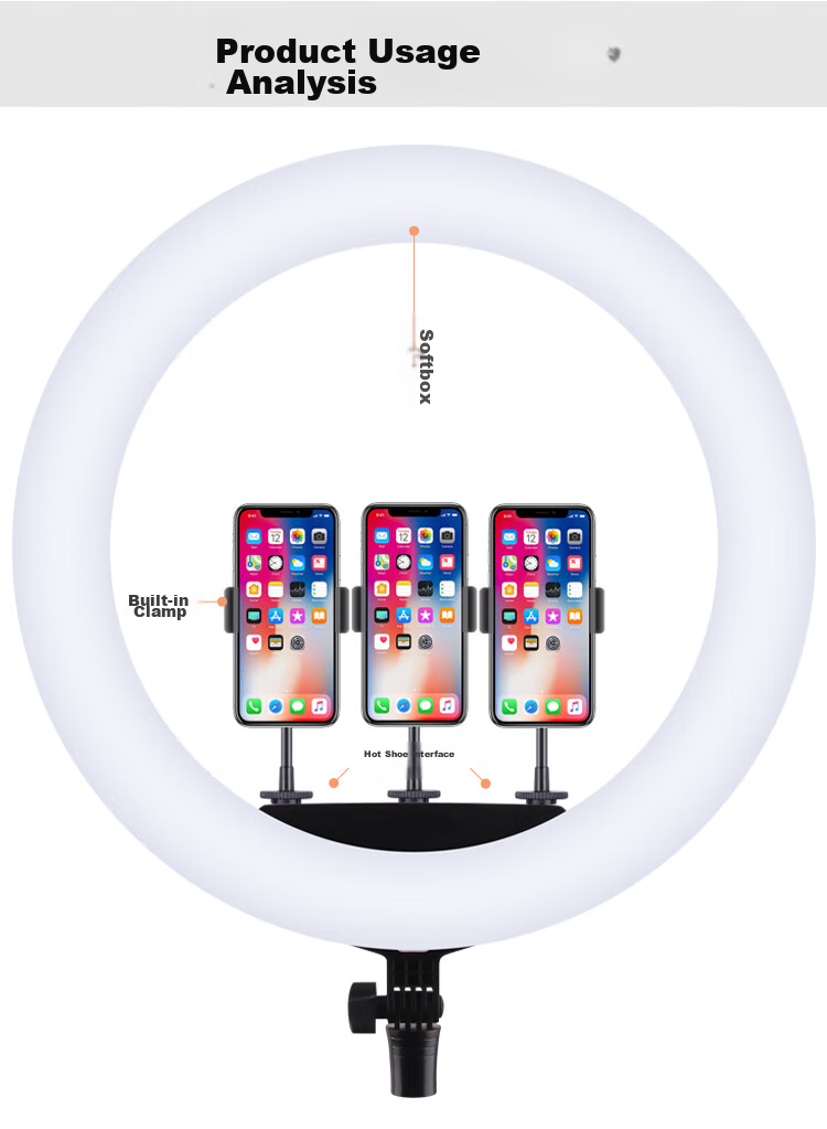 LATZZ 45cm Live Streaming Fill Light, LED Ring Photography Light, Dual Color Temperature Beauty Light, Large Aperture Soft Light, Popular Streamer Special, Outdoor Camera Phone Live Streaming Studio Lighting 23