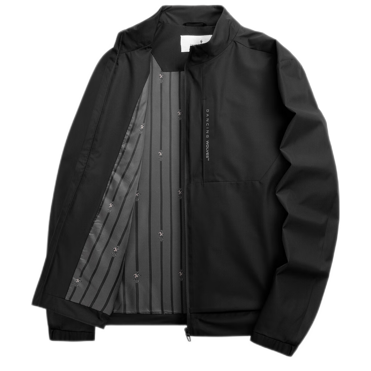 DANCING WOLVES [Versatile for Commuting] Fashionable Simple Jacket with Letter Print, Men's Jacket, 001 Black, Size 175