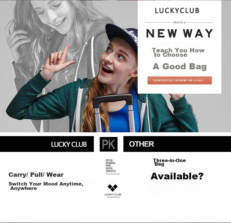 LUCKY CLUB Oxford Cloth Trolley Bag Travel Handbag Canvas Short-Distance Carry-On Backpack Luggage Bag, 18-Inch Elegant Black 1