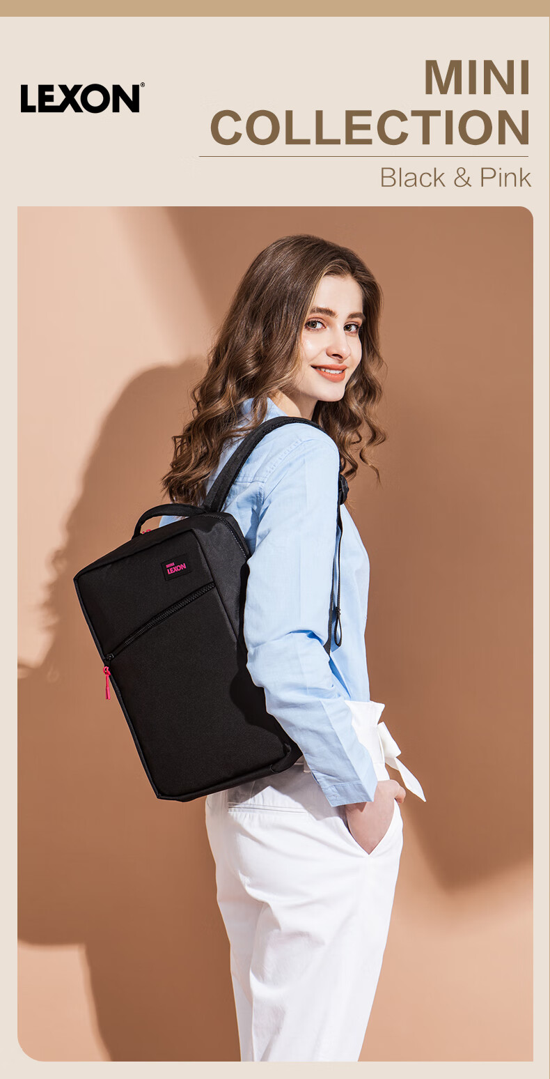 LEXON Women's Backpack, 12/13 Inch Laptop Bag, Casual Lightweight Fashionable School Bag, Travel Toiletry Bag, Black 1