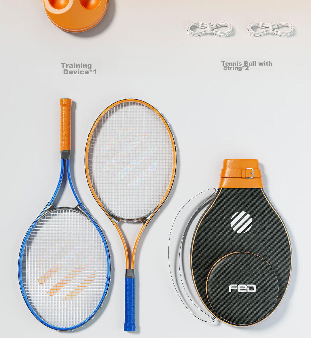 FEIERDUN FED Tennis Racket, Tennis Training Device, Stringed Rebound Ball, for Single Beginners, College Students, Children, Double Professional Set 22