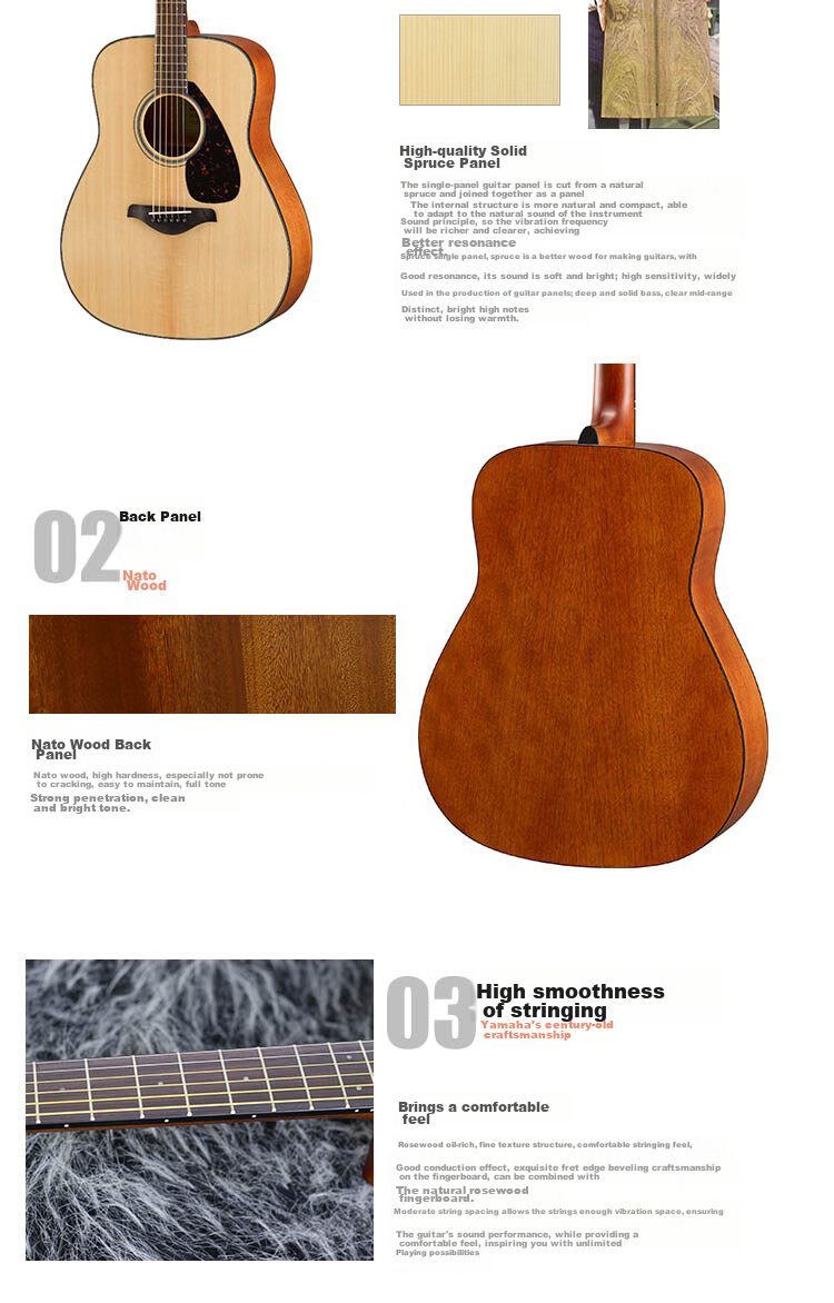 YAMAHA FG800MC Acoustic Solid Wood Top Beginner Folk Guitar Cutaway 41-inch Natural Wood Color 13
