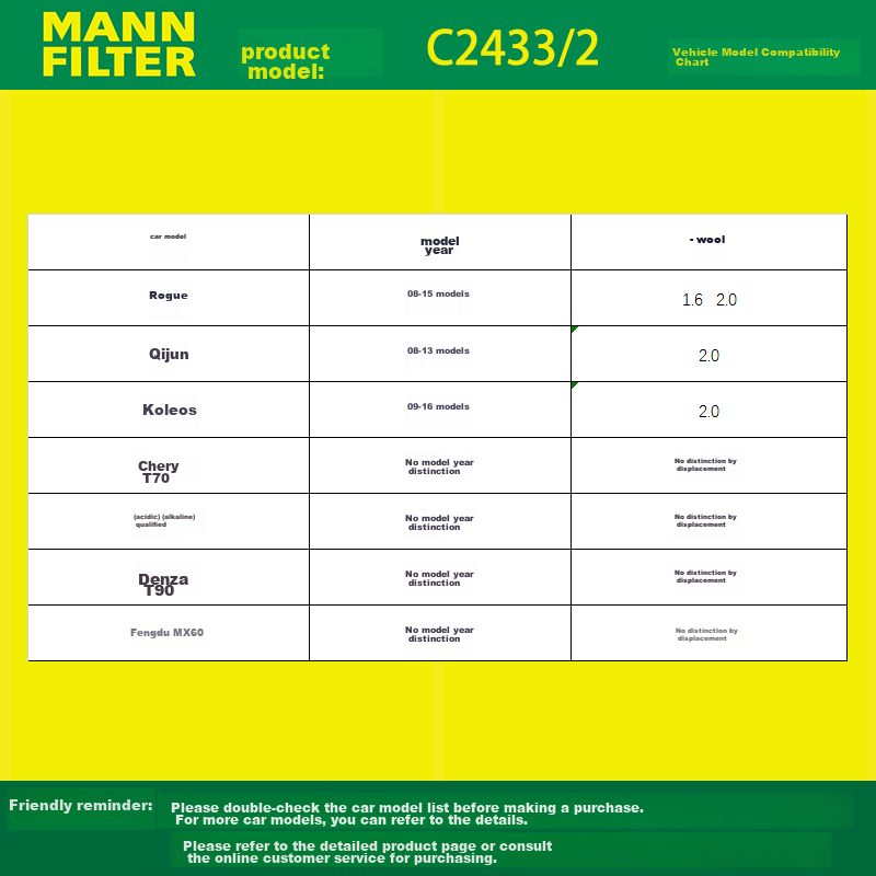 Воздушный фильтр MANNFILTER C2433/2M