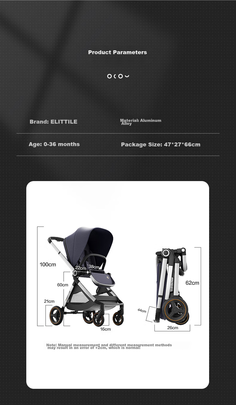 Elittile Stroller for Infants 0-3 Years Old, Foldable, Can Sit And Lie Down, Shock-Absorbing, High Landscape View, Perfect for Taking Babies Out, EMU European Version with Full Canopy And Red Seat 11