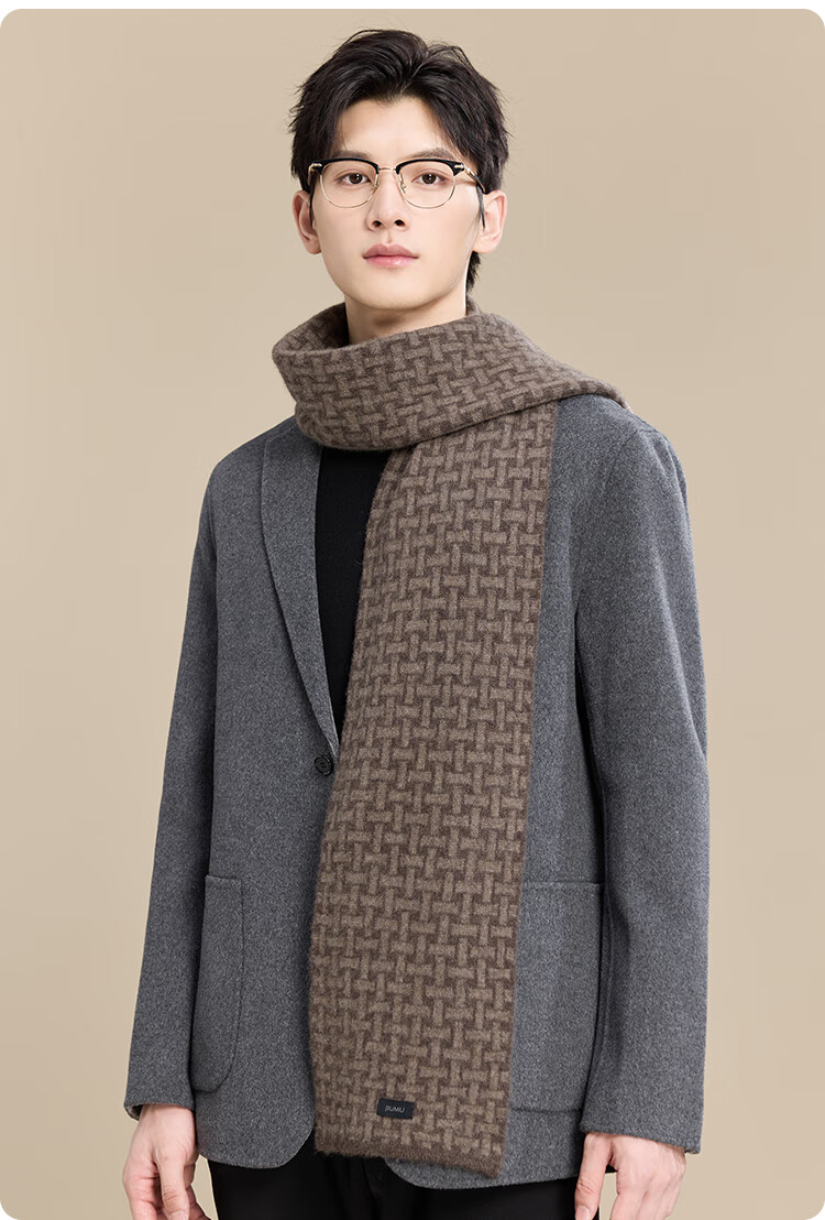 JIUMU 100% Cashmere Scarf for Men, Autumn And Winter Warm Neck Warmer, Gift for Men Or Fathers, National Day Birthday Present, Gift Box Packaging 16
