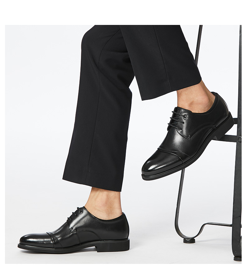 LAORENTOU Pointed Toe Leather Shoes for Men, Casual Soft-Soled Formal Business British Style Work Shoes, 200240 Black Hollow-Out, Size 40 19