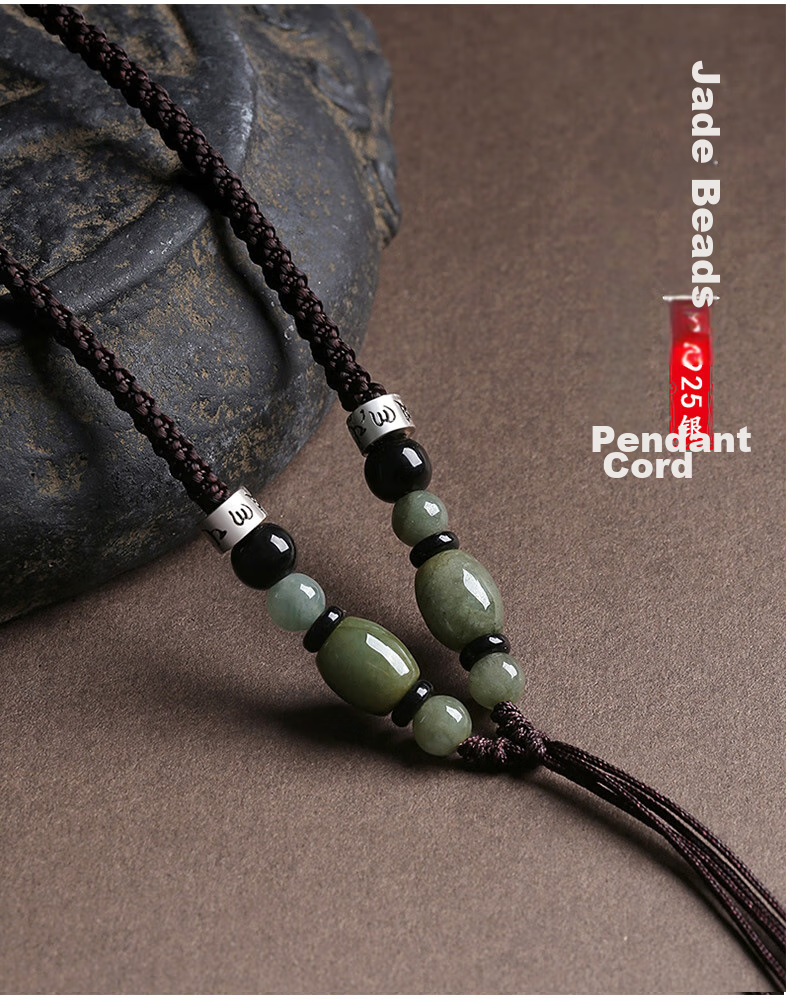 Dijing 925 Silver Jade Pendant Necklace Cord for Men And Women, High-Quality Jade Pendant with Buddha Amulet And Peace Buckle Accessory 5