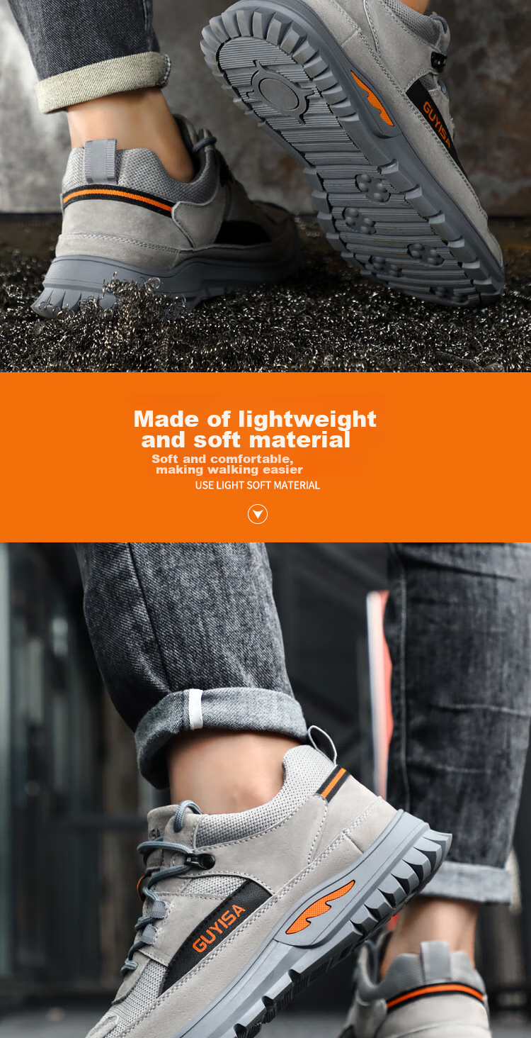 Weierdun Safety Shoes for Men, Summer Breathable Steel Toe Cap, Anti-Smashing, Puncture-Resistant, Wear-Resistant Construction Site Work Safety Shoes 0255T Size 43 9