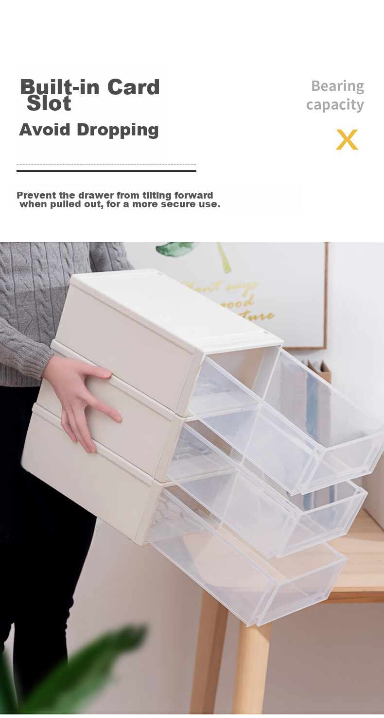 JEKO&JEKO Plastic Desktop Storage Box, Drawer-Style Office Desk Organizer, Storage Cabinet, Desk Organizer Box, Small Size, Pack of 3 7