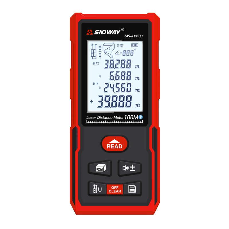 SNDWAY Laser Distance Meter, Infrared Laser Rangefinder, Electronic Laser Ruler, Handheld Measuring Device for Rooms, Automatic Mapping Function, SWTA100B