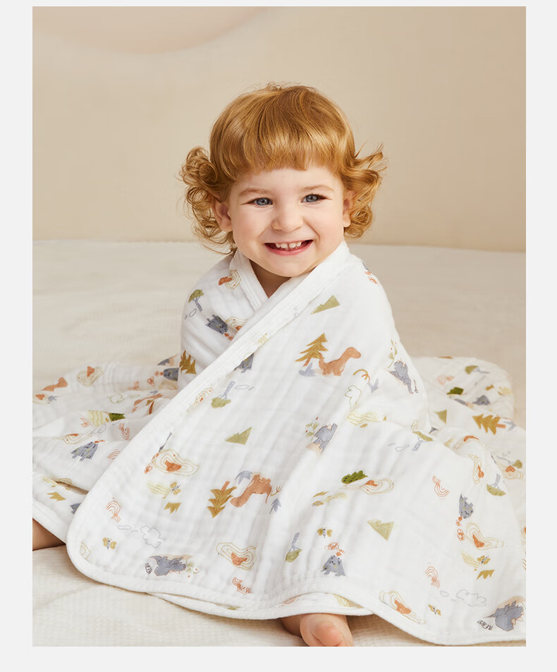 YEEHOO Bamboo Cotton Antibacterial Moisture-Absorbing Breathable Bath Towel for Newborns, Baby Boys And Girls, Towel for Grassland Fairy, 115*115CM 2