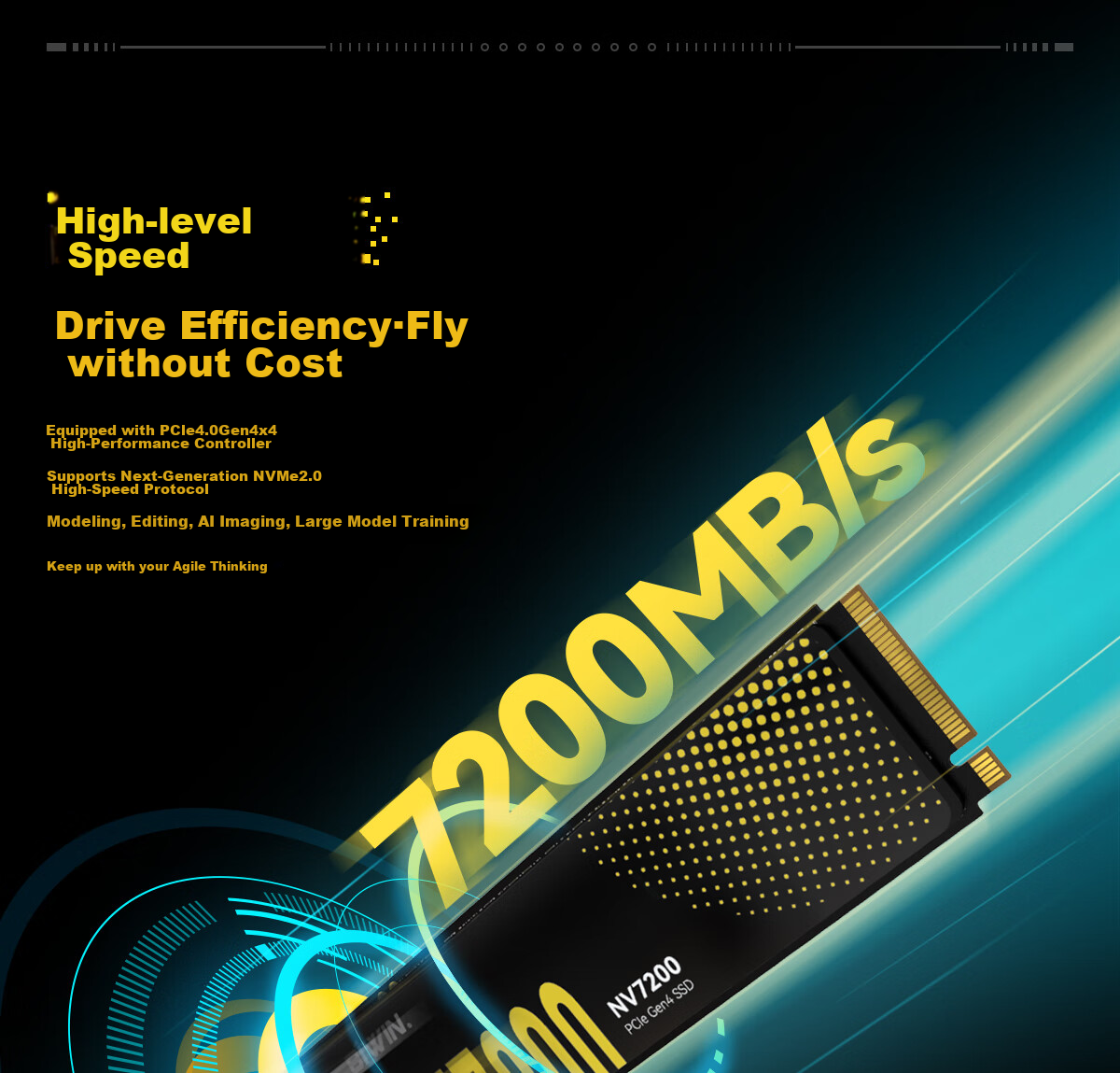 BIWIN 1TB SSD Solid State Drive M.2 Interface (NVMe Protocol), NV7200 Series, PCIe4.0 Read Speed 7200MB/s, AI PC Computer Storage Accessory 6