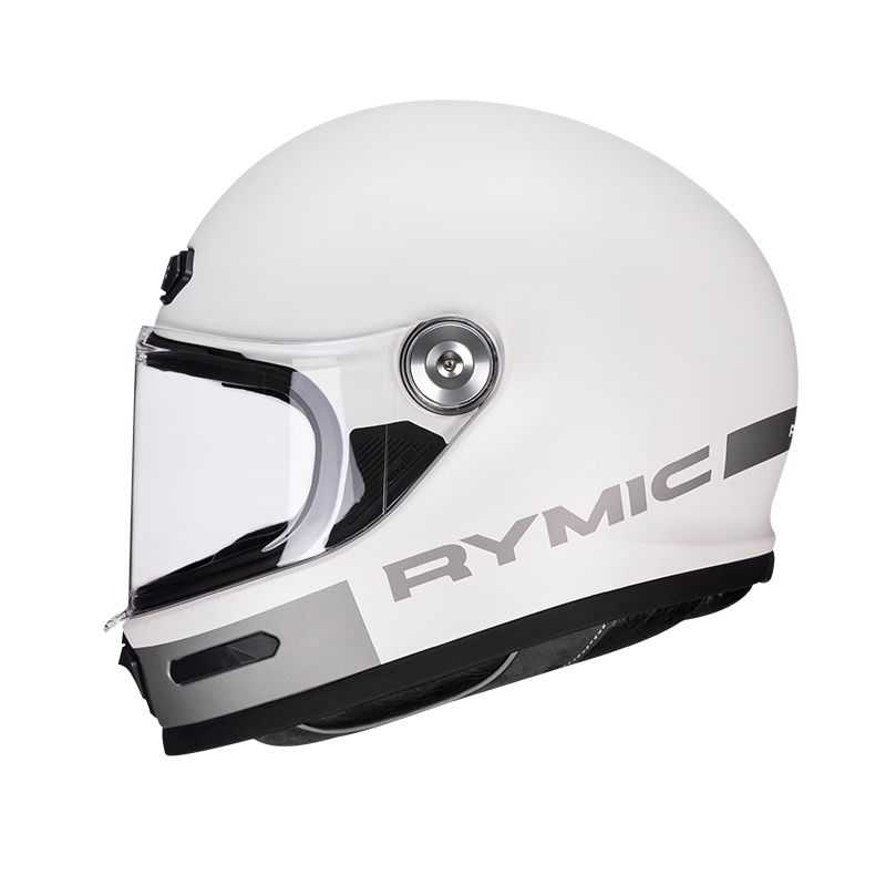 RYMIC Motorcycle Retro Full-Face Helmet, 3C Certified, for Men And Women, All-Season Riding Helmet, V80 Bright Moon White, 3XL