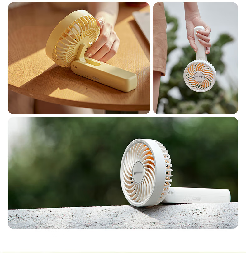 Bear Handheld Fan, Small Portable USB Fan for Office, Student Desk, Dorm, Low Noise, Personal Use, Three-Speed Adjustable, Wireless Charging Battery Model 5