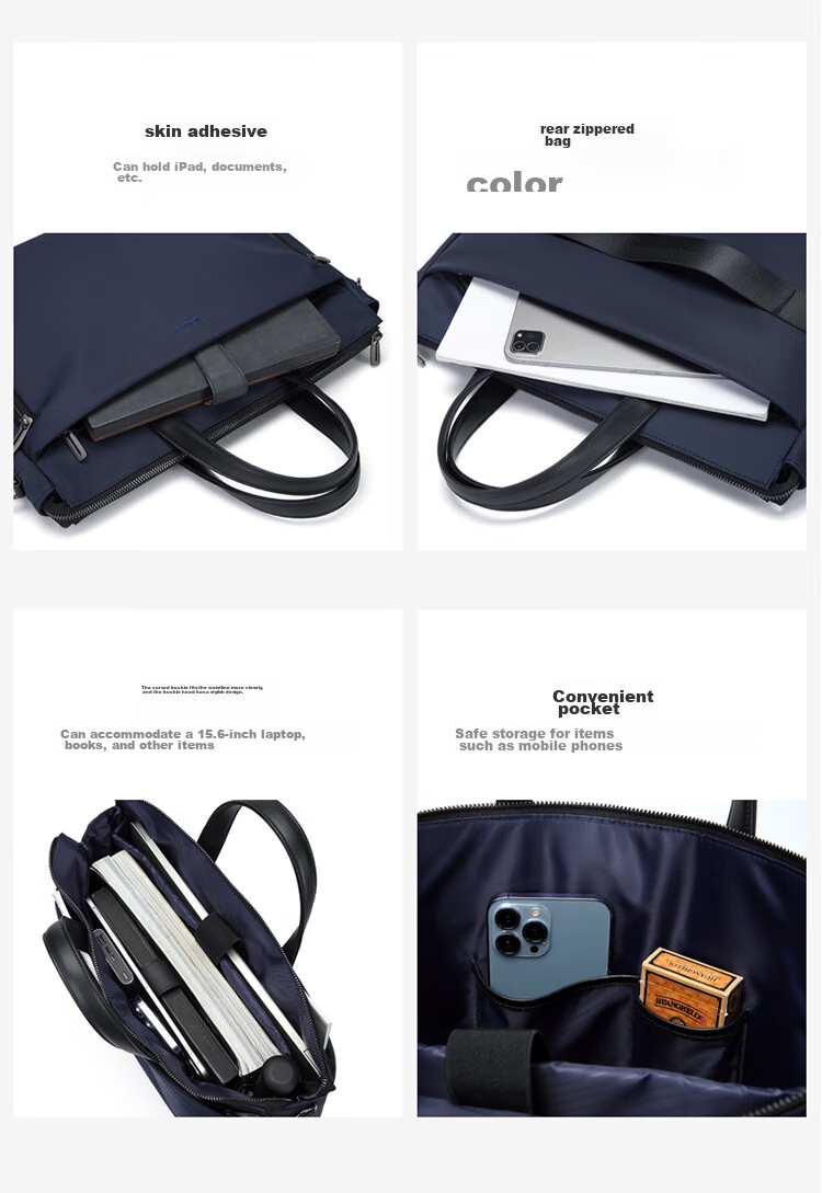 GOLF Business Briefcase, Large Capacity Handbag for Men, Can Hold 15-Inch Laptop, Horizontal Style with Multiple Compartments, Casual Shoulder Crossbody Bag for Men, 5I768305J, Navy Blue 9