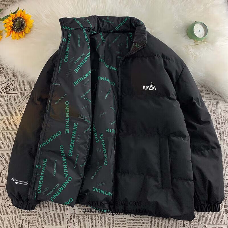 NASA MARVEL Cotton Jacket for Men, Winter Coat, Versatile Thick Warm Puffer Jacket, Reversible Couple's Outfit, Casual Cotton Coat 9