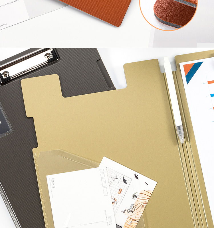 TIANSE A4 File Folder, Vertical Folding Board Clip, Thickened Foam PP Conference Folder, Secretary Folder, Document Folder, Exam Paper Folder, Signature Presentation Folder, Office Supplies TS-1632, Antique Bronze Brow 9