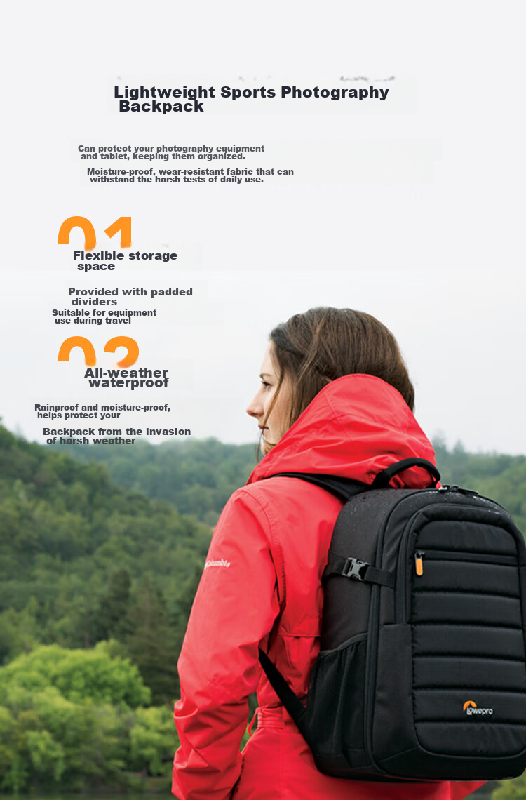 LOWEPRO Leshebao Camera Bag, Tahoe BP150 Backpack Photography Bag for Men And Women, Sports Camera Bag for DSLR And Mirrorless Cameras, Multifunctional Portable Drone Bag, Gray (LP37232-PWW) 4